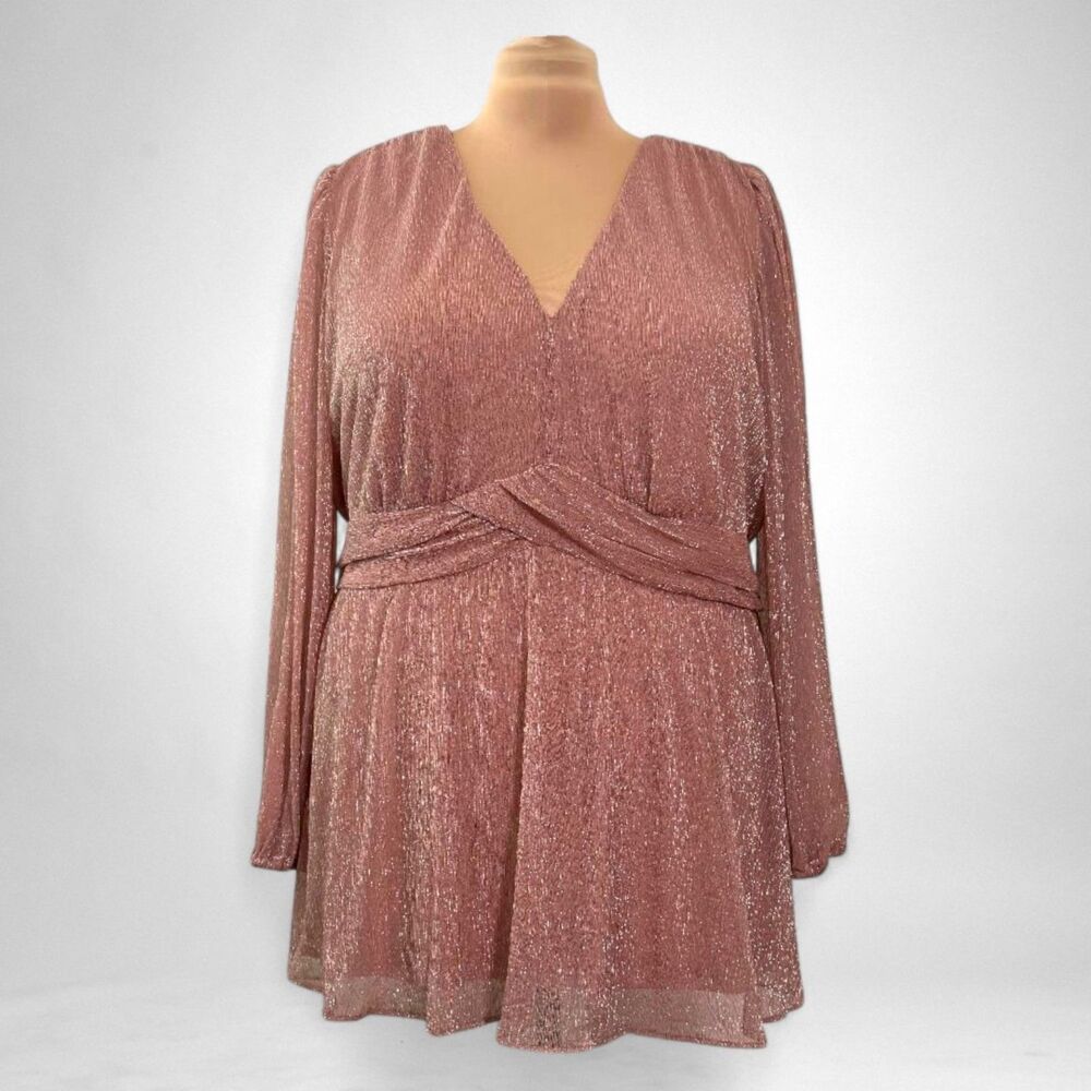 SKIES ARE BLUE Mauve with Shimmer Tunic Blouse, NEW! Size 2X